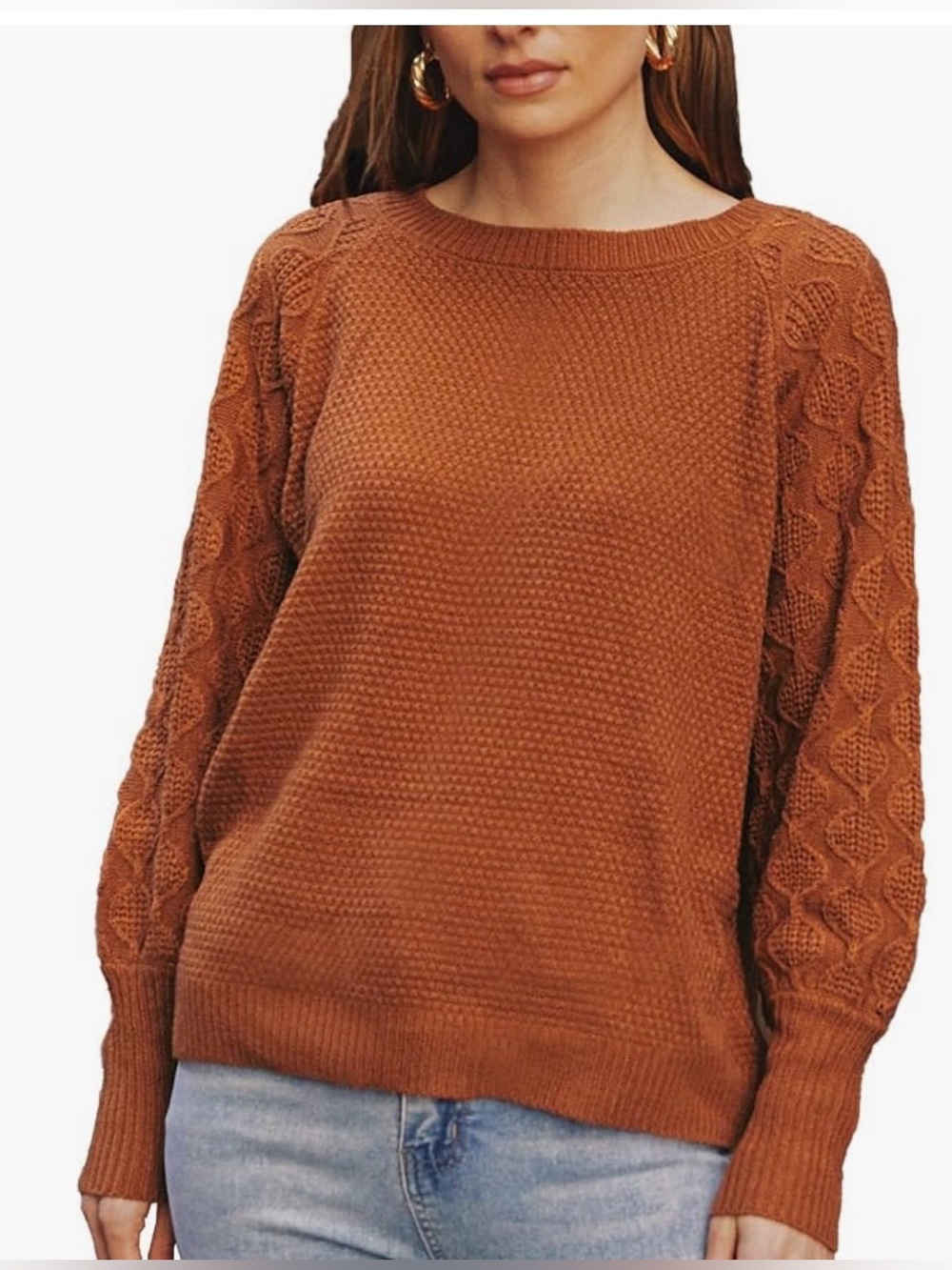 Rust Textured Sweater NWT | Tagged Small Fits Large Drop Shoulder • Split Hem